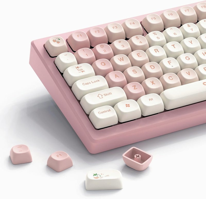 Womier Keycaps - Pink Cute PBT Keycaps MOA Dye-Sublimation 60 65 75 100 Percent, Custom Key caps Set for 61/64/68/84/87/100/104/108 Cherry MX Mechanical Keyboard (Pink) - Image 1